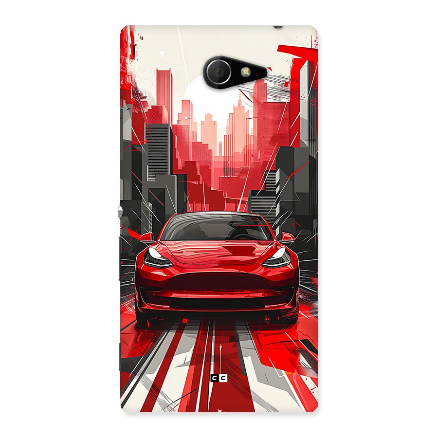 Red And Black Car Back Case for Xperia M2