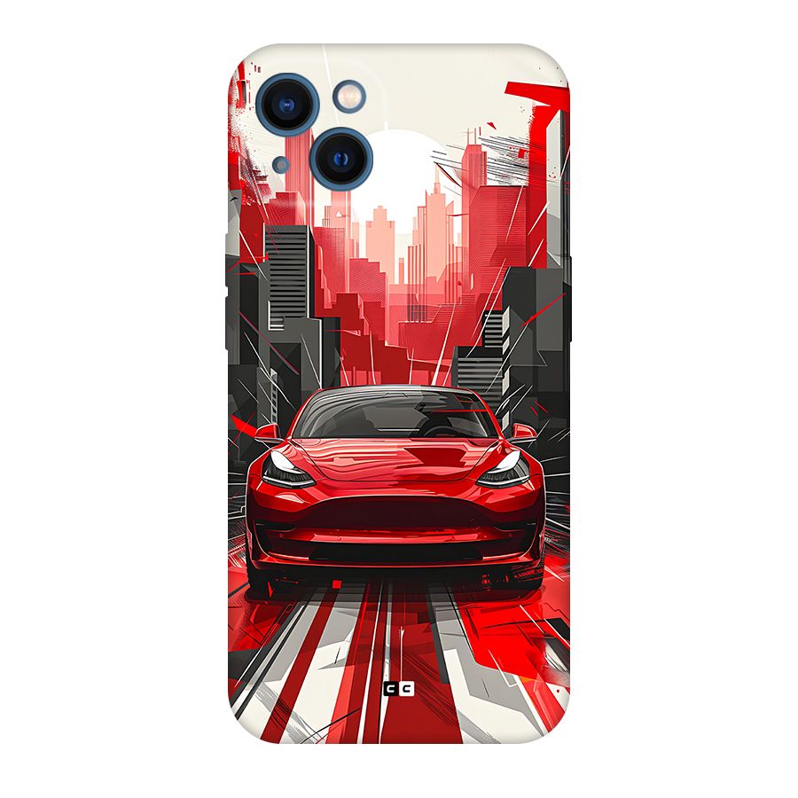 Red And Black Car Back Case for iPhone 13