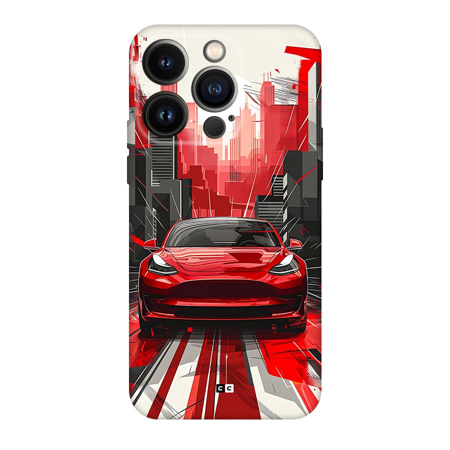 Red And Black Car Back Case for iPhone 14 Pro