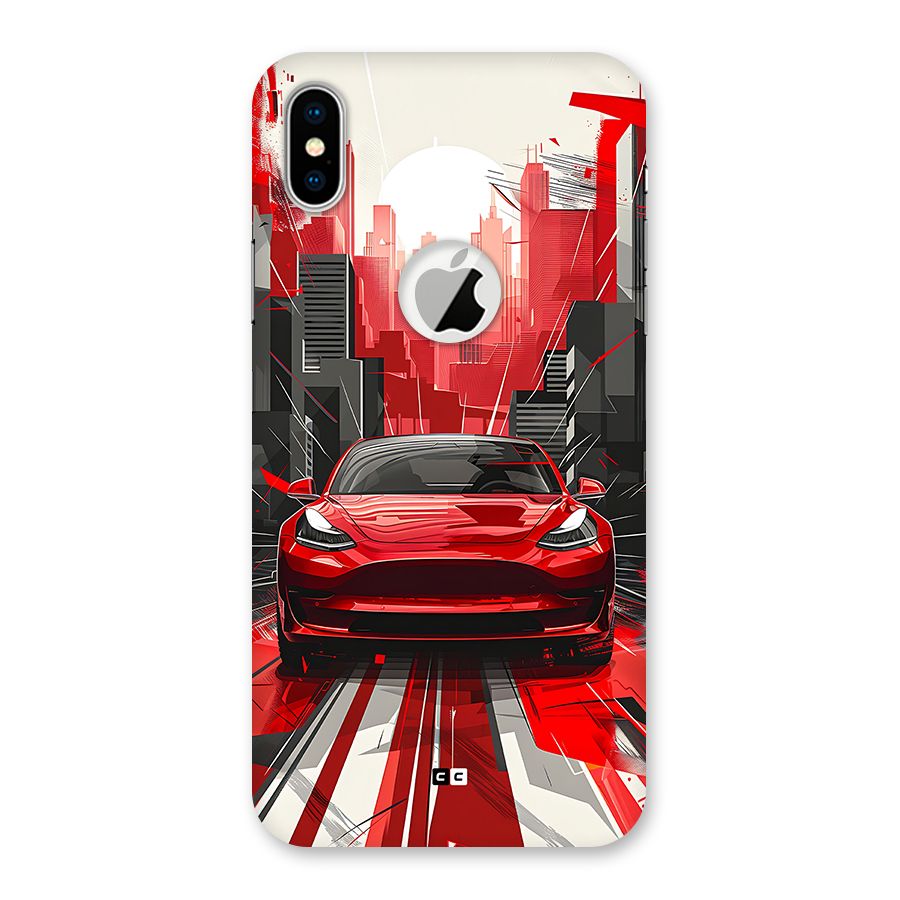 Red And Black Car Back Case for iPhone X Logo Cut