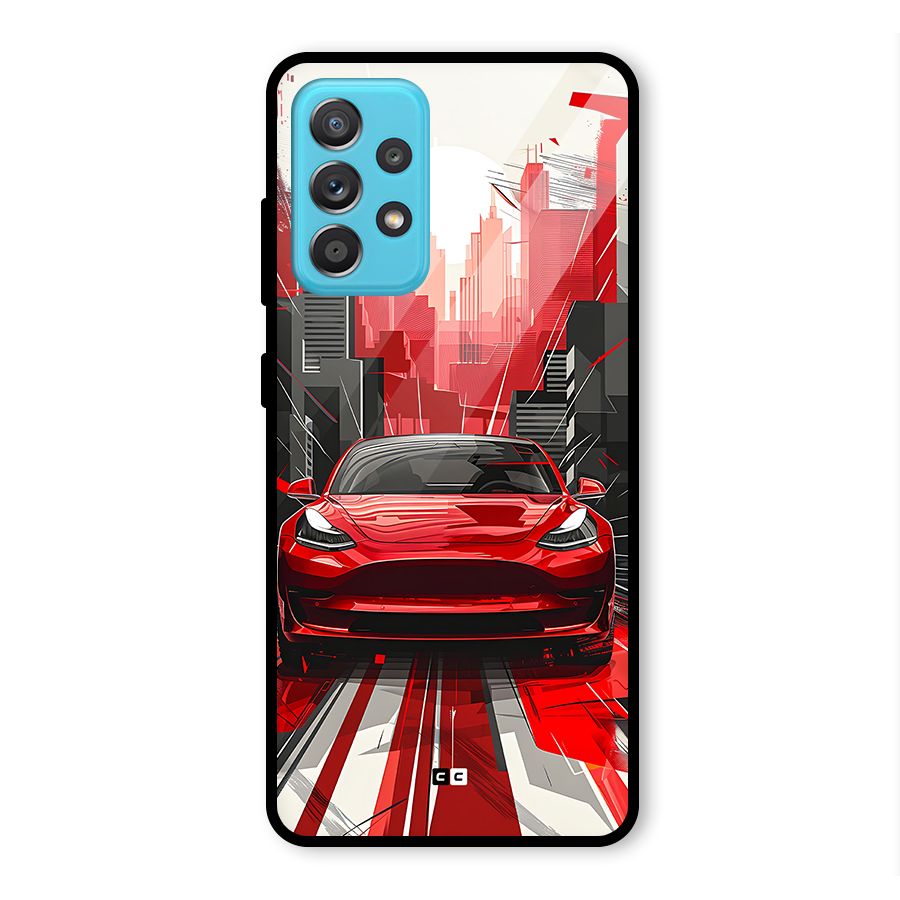 Red And Black Car Glass Back Case for Galaxy A52s 5G