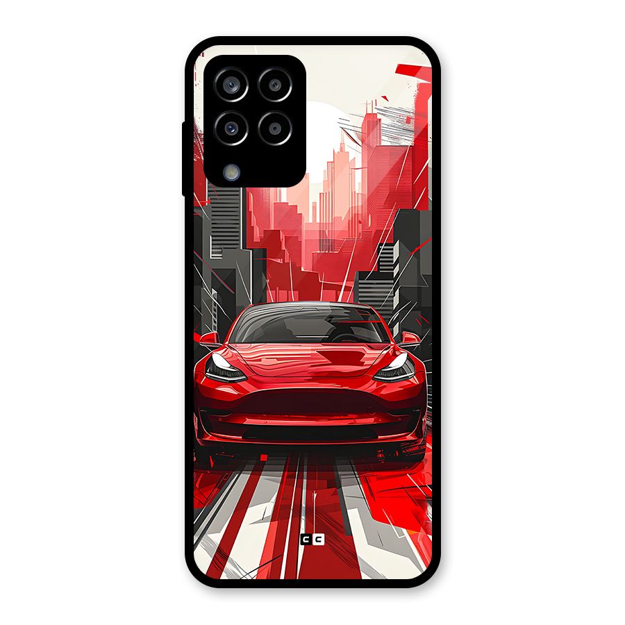 Red And Black Car Glass Back Case for Galaxy M33
