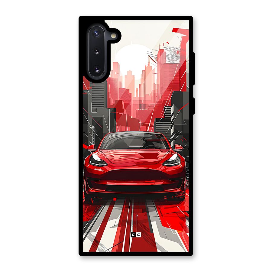 Red And Black Car Glass Back Case for Galaxy Note 10