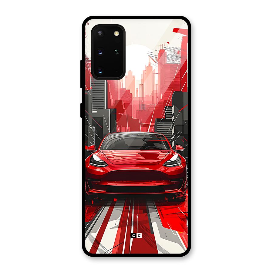 Red And Black Car Glass Back Case for Galaxy S20 Plus