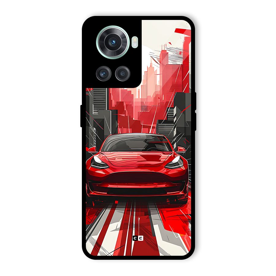 Red And Black Car Glass Back Case for OnePlus 10R