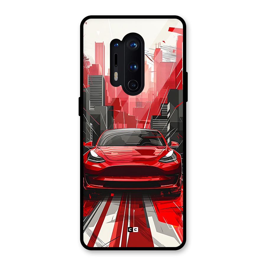 Red And Black Car Glass Back Case for OnePlus 8 Pro