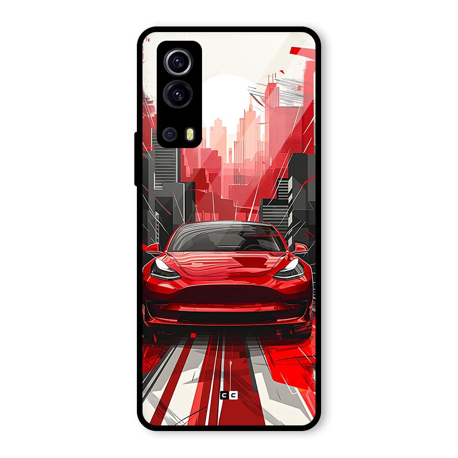 Red And Black Car Glass Back Case for Vivo iQOO Z3