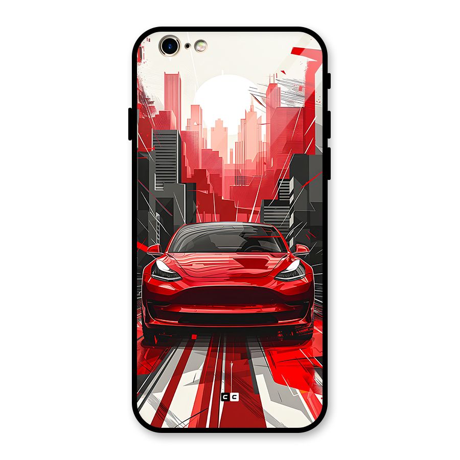 Red And Black Car Glass Back Case for iPhone 6 6S