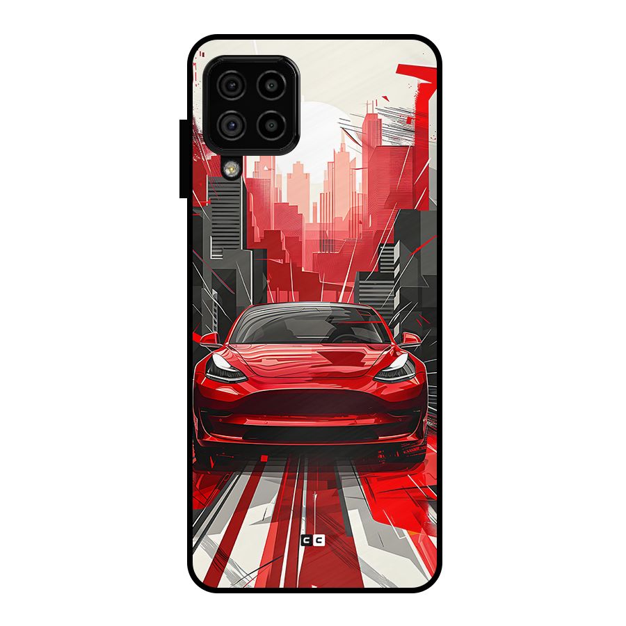 Red And Black Car Metal Back Case for Galaxy A22 4G