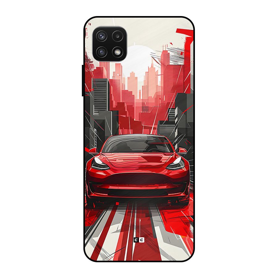 Red And Black Car Metal Back Case for Galaxy A22 5G