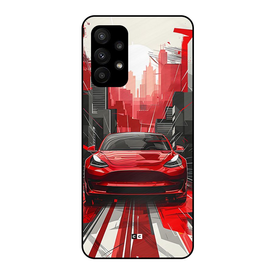 Red And Black Car Metal Back Case for Galaxy A23