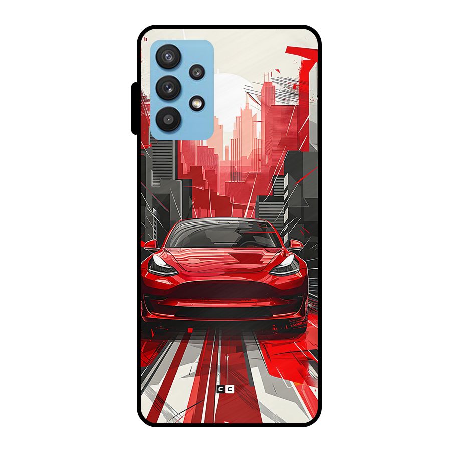Red And Black Car Metal Back Case for Galaxy M32 5G