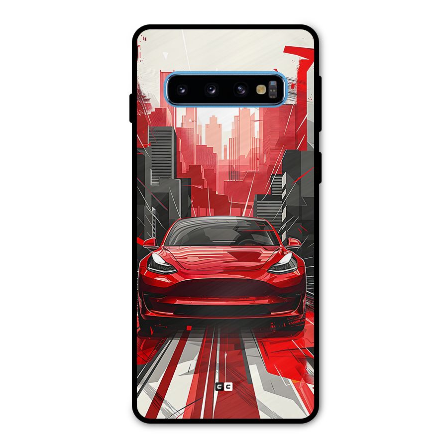 Red And Black Car Metal Back Case for Galaxy S10