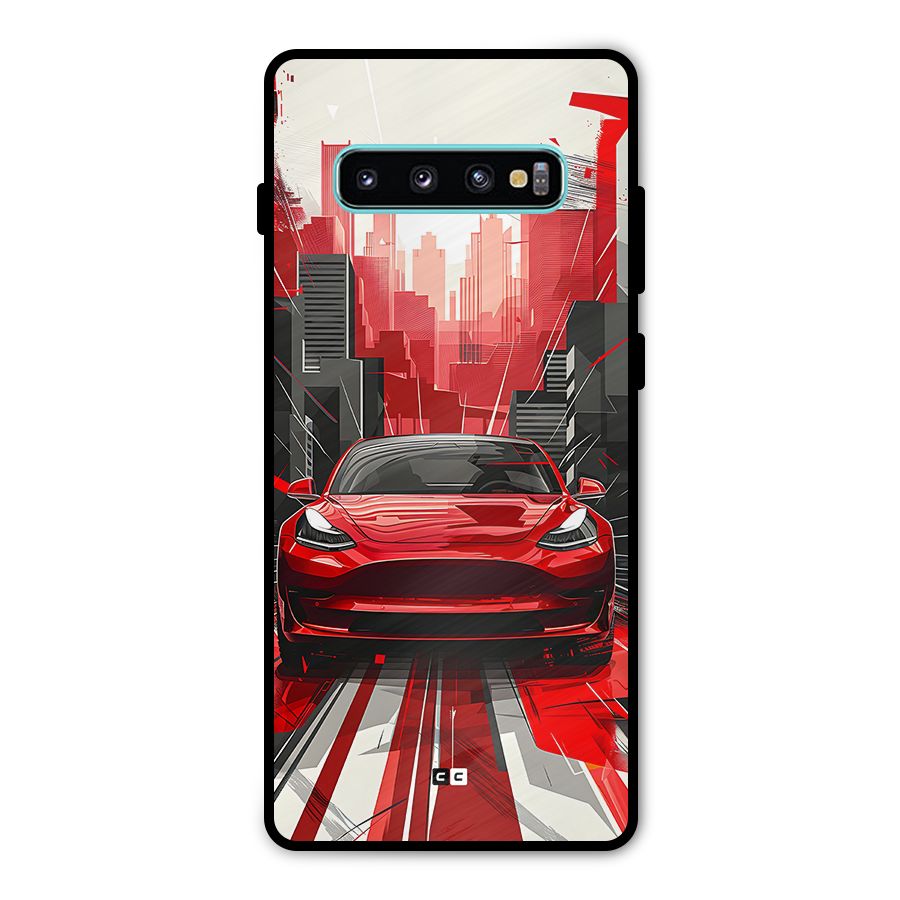 Red And Black Car Metal Back Case for Galaxy S10 Plus