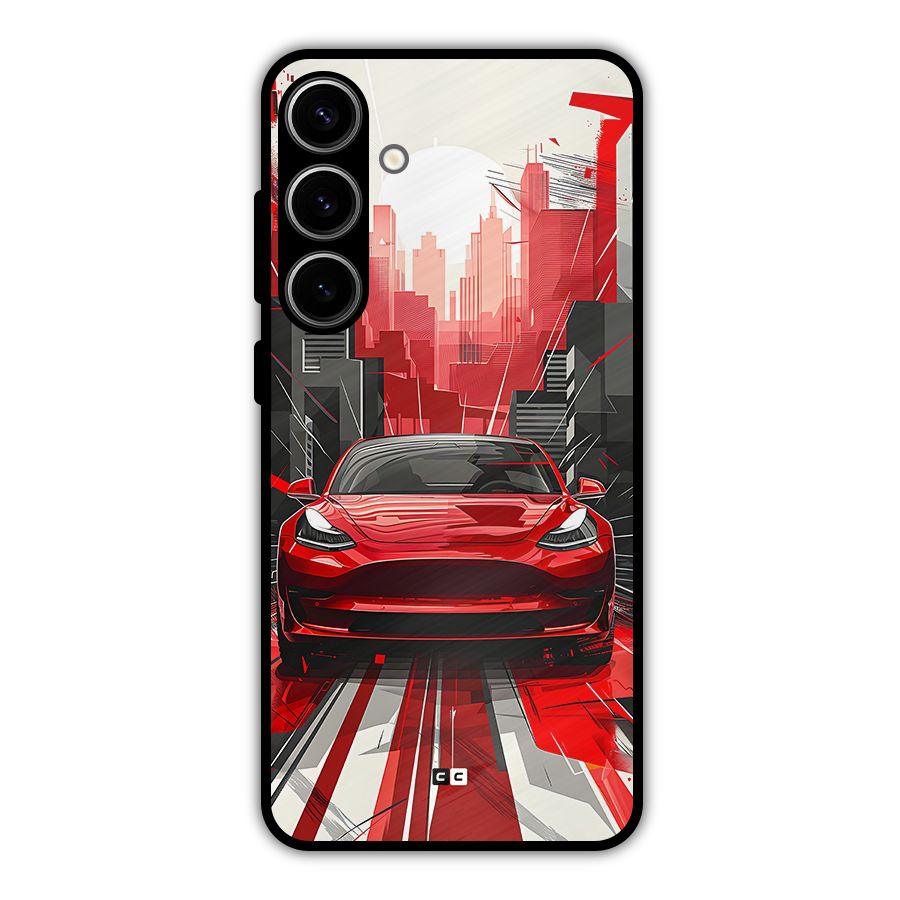 Red And Black Car Metal Back Case for Galaxy S24 Plus