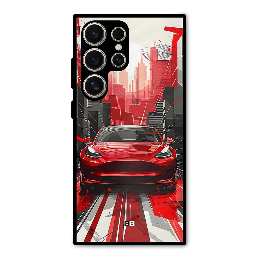 Red And Black Car Metal Back Case for Galaxy S24 Ultra