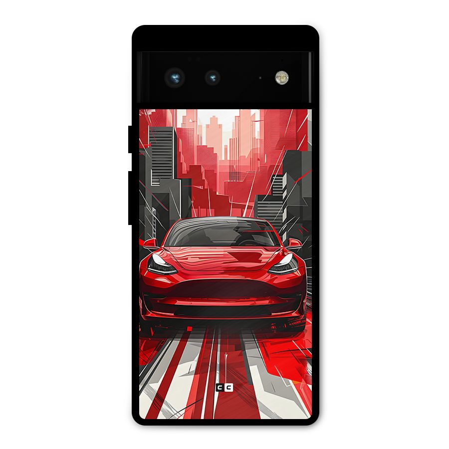 Red And Black Car Metal Back Case for Google Pixel 6