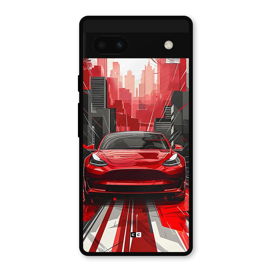 Red And Black Car Metal Back Case for Google Pixel 6a