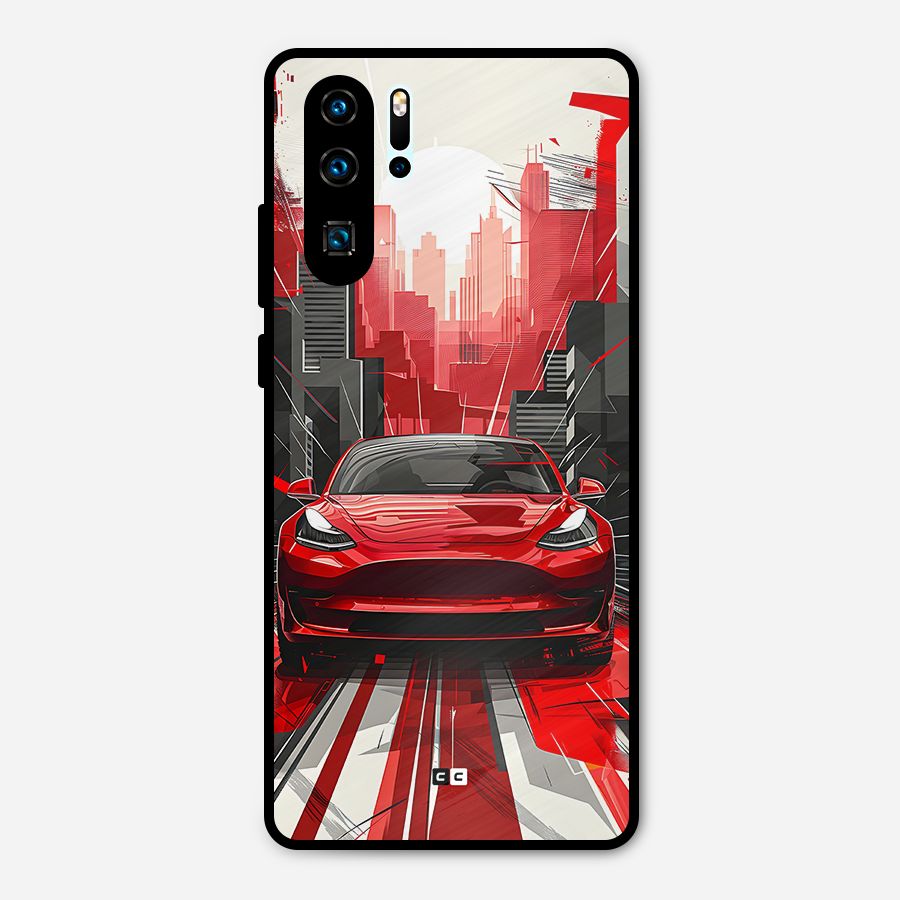 Red And Black Car Metal Back Case for Huawei P30 Pro
