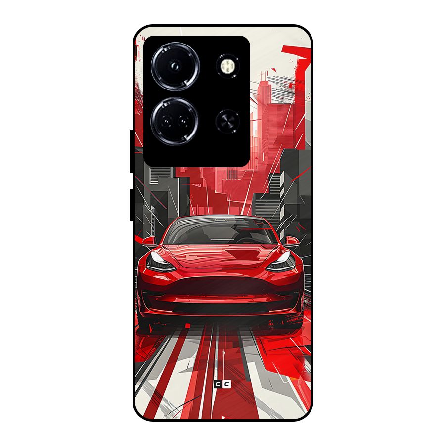 Red And Black Car Metal Back Case for Infinix Note 30 5G