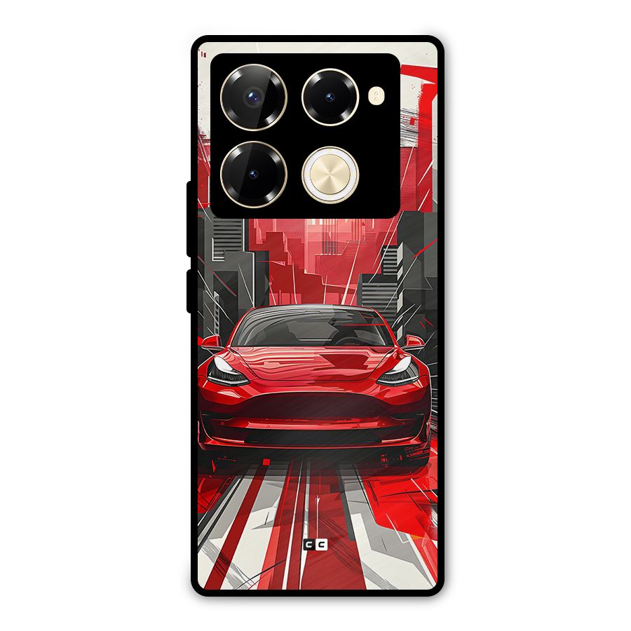Red And Black Car Metal Back Case for Infinix Note 40 Pro
