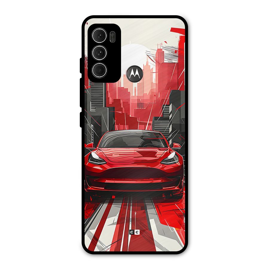 Red And Black Car Metal Back Case for Moto G60