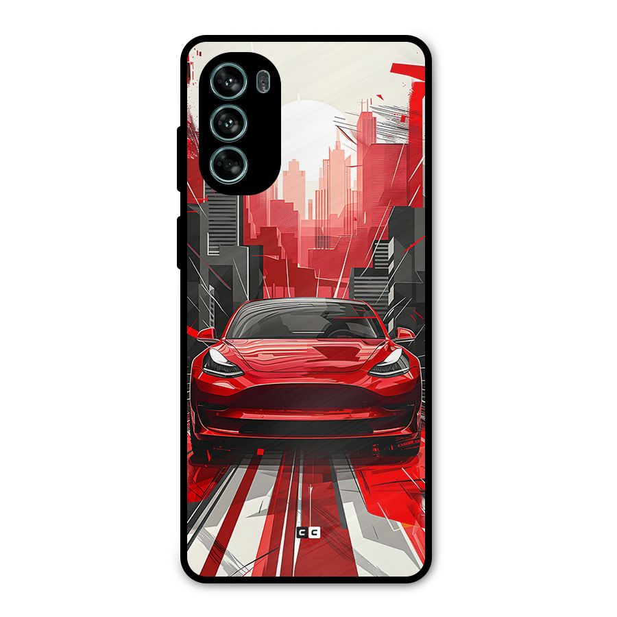 Red And Black Car Metal Back Case for Moto G62