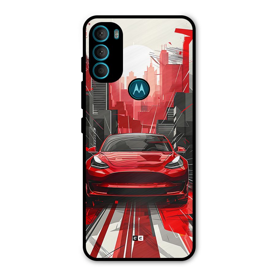 Red And Black Car Metal Back Case for Moto G71 5G