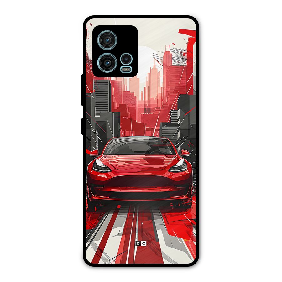 Red And Black Car Metal Back Case for Moto G72