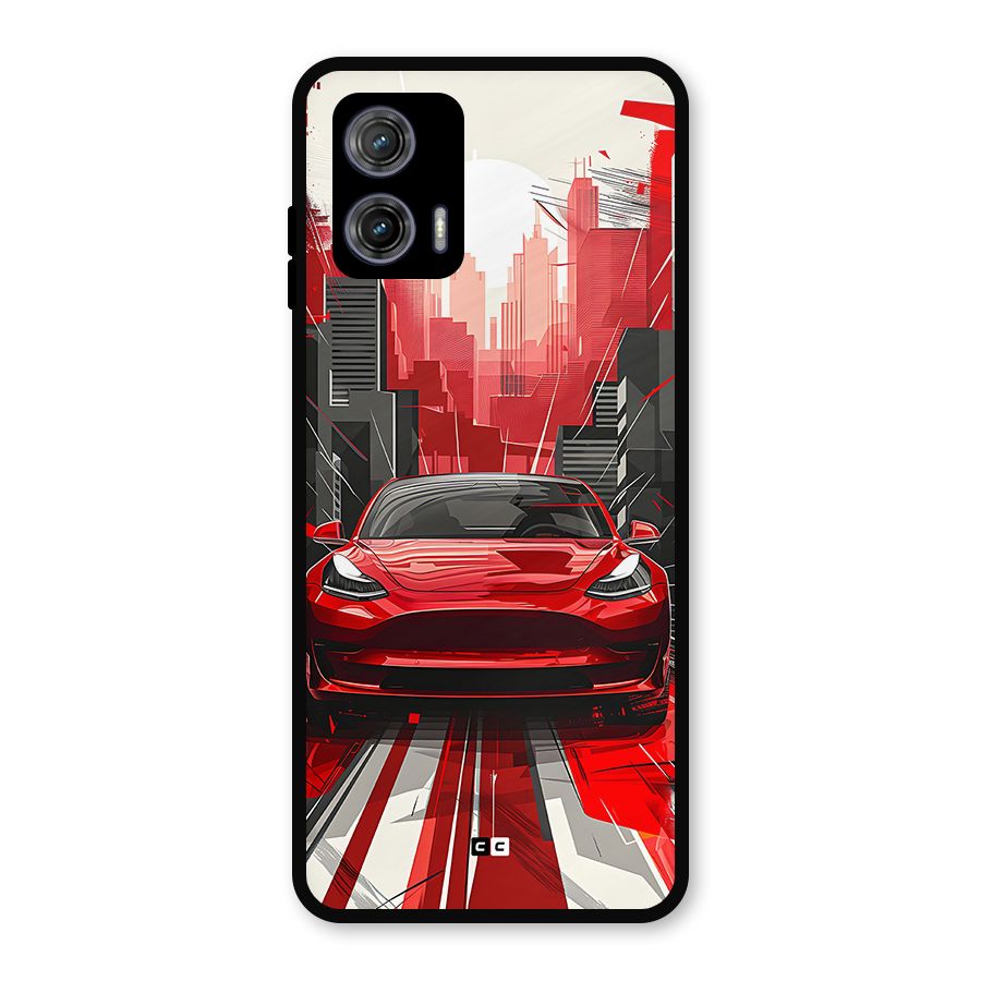 Red And Black Car Metal Back Case for Moto G73