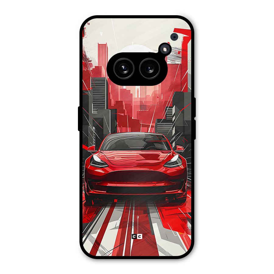 Red And Black Car Metal Back Case for Nothing Phone 2a