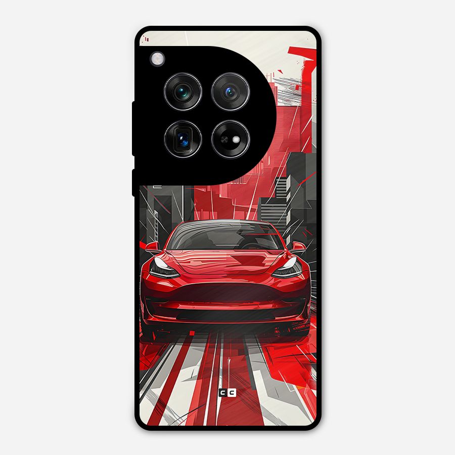 Red And Black Car Metal Back Case for OnePlus 12