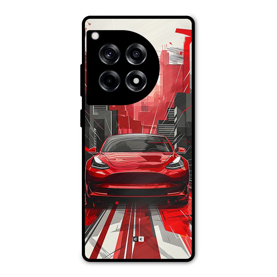 Red And Black Car Metal Back Case for OnePlus 12R