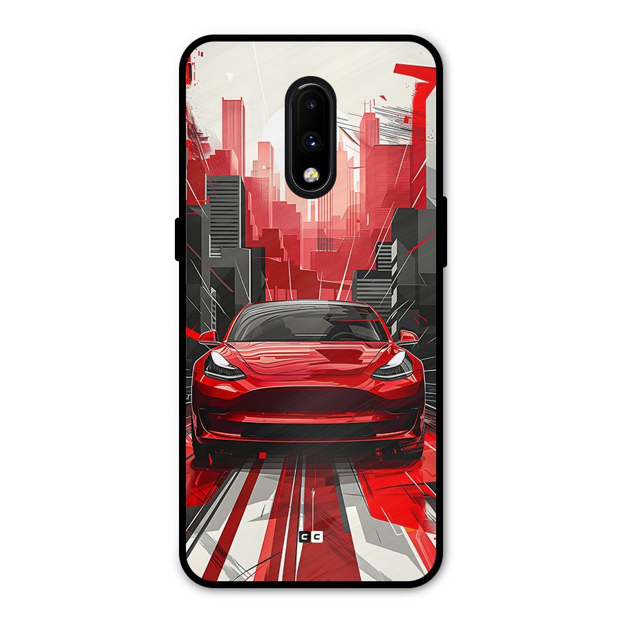 Red And Black Car Metal Back Case for OnePlus 7