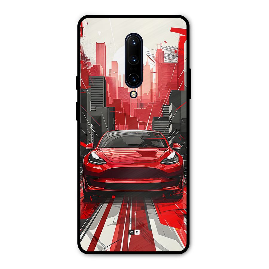 Red And Black Car Metal Back Case for OnePlus 7 Pro