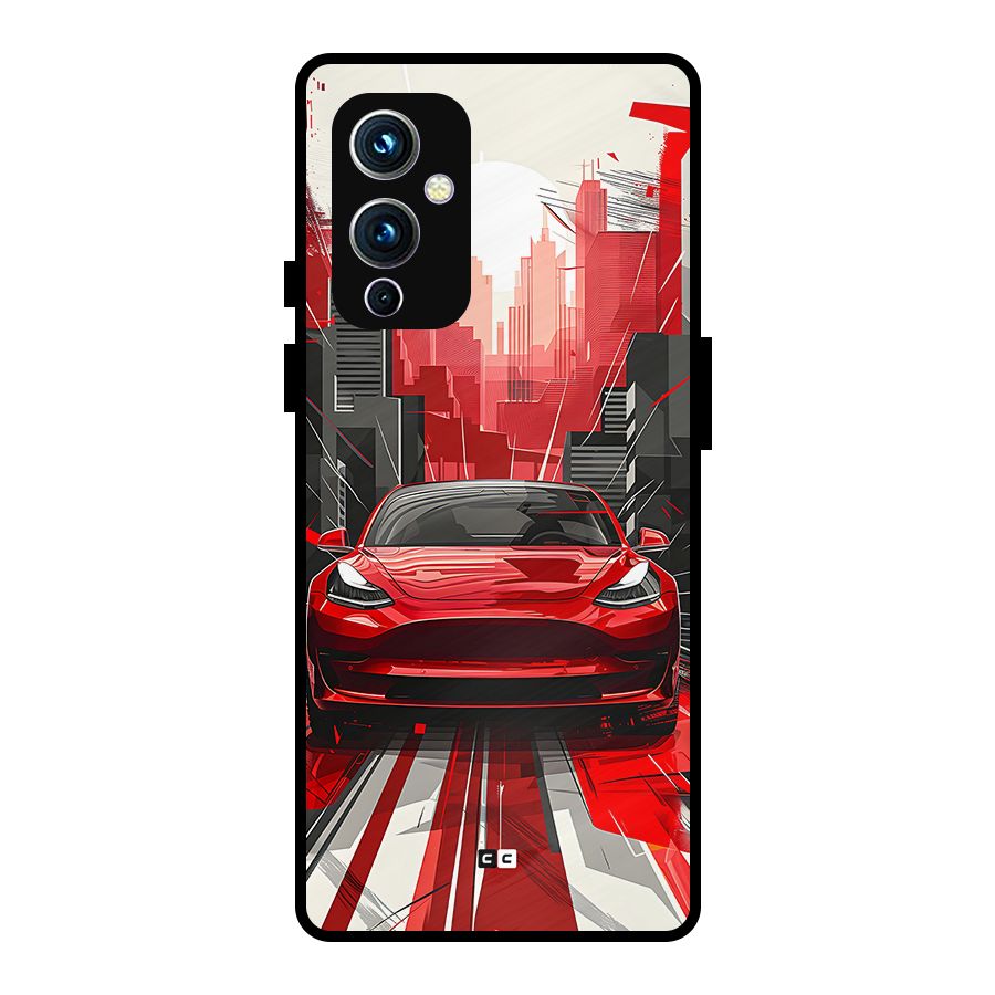 Red And Black Car Metal Back Case for OnePlus 9