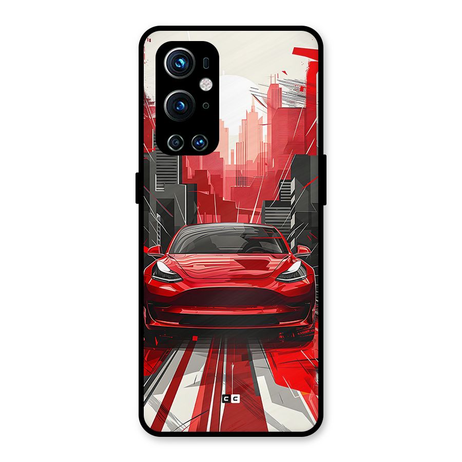 Red And Black Car Metal Back Case for OnePlus 9 Pro