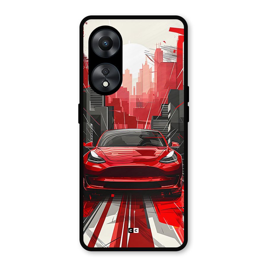 Red And Black Car Metal Back Case for Oppo A78