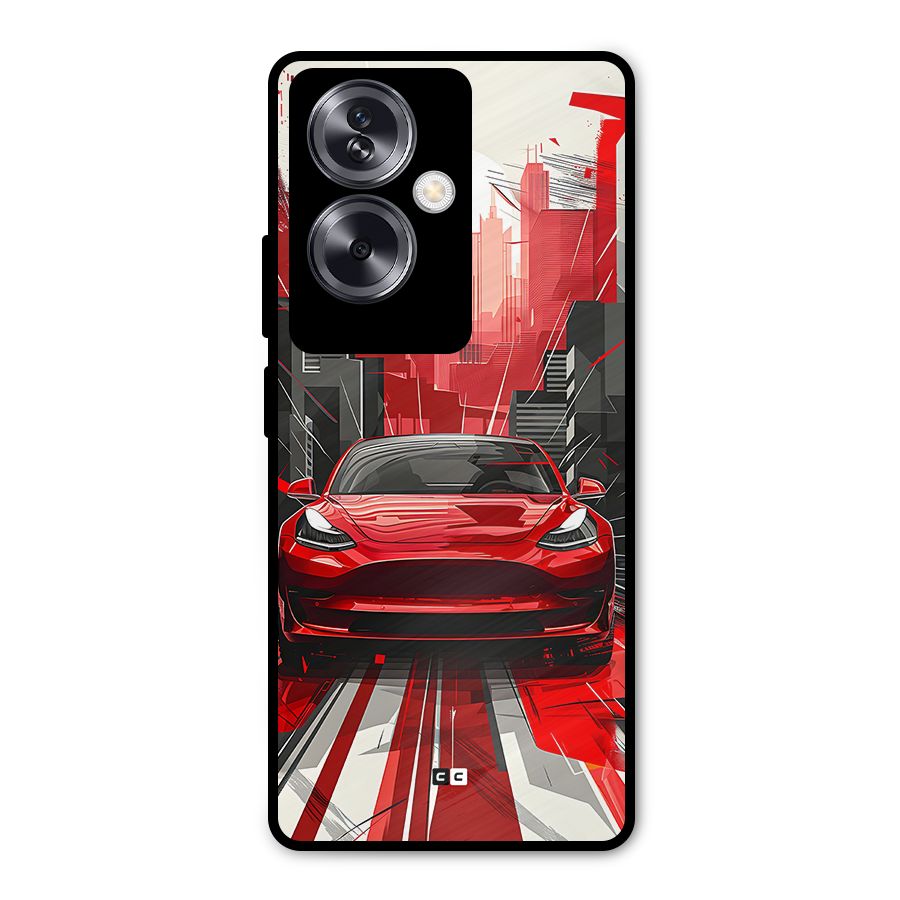 Red And Black Car Metal Back Case for Oppo A79 5G