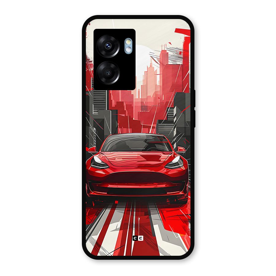 Red And Black Car Metal Back Case for Oppo K10 (5G)