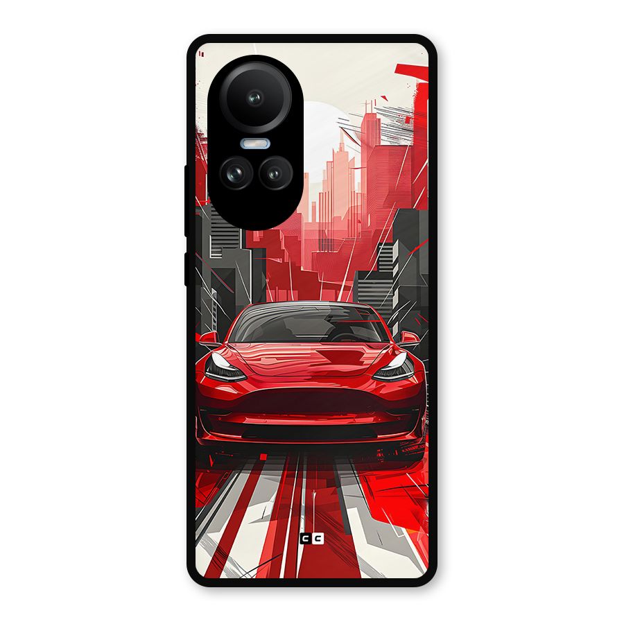 Red And Black Car Metal Back Case for Oppo Reno10 Pro