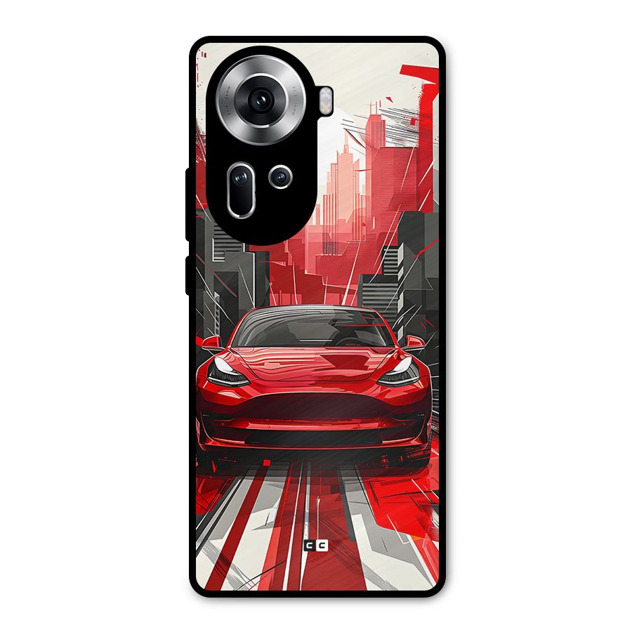 Red And Black Car Metal Back Case for Oppo Reno11 5G