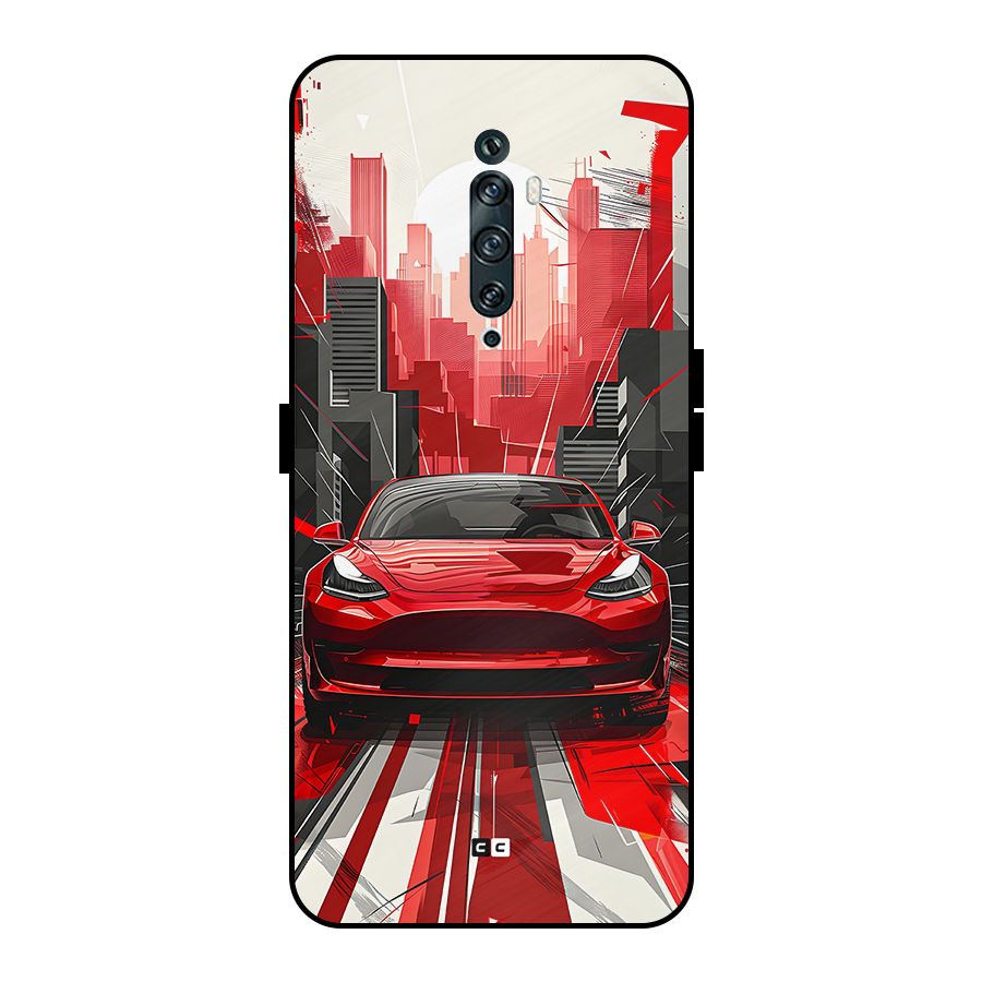 Red And Black Car Metal Back Case for Oppo Reno2 F