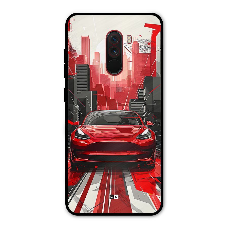 Red And Black Car Metal Back Case for Poco F1