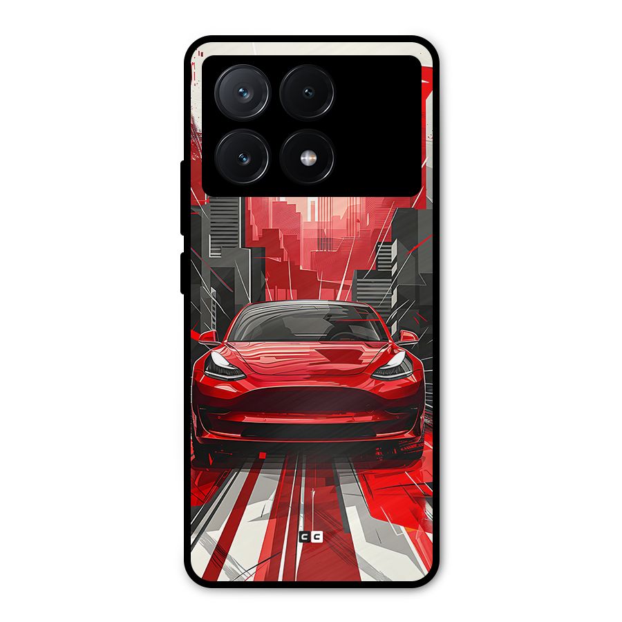 Red And Black Car Metal Back Case for Poco X6 Pro