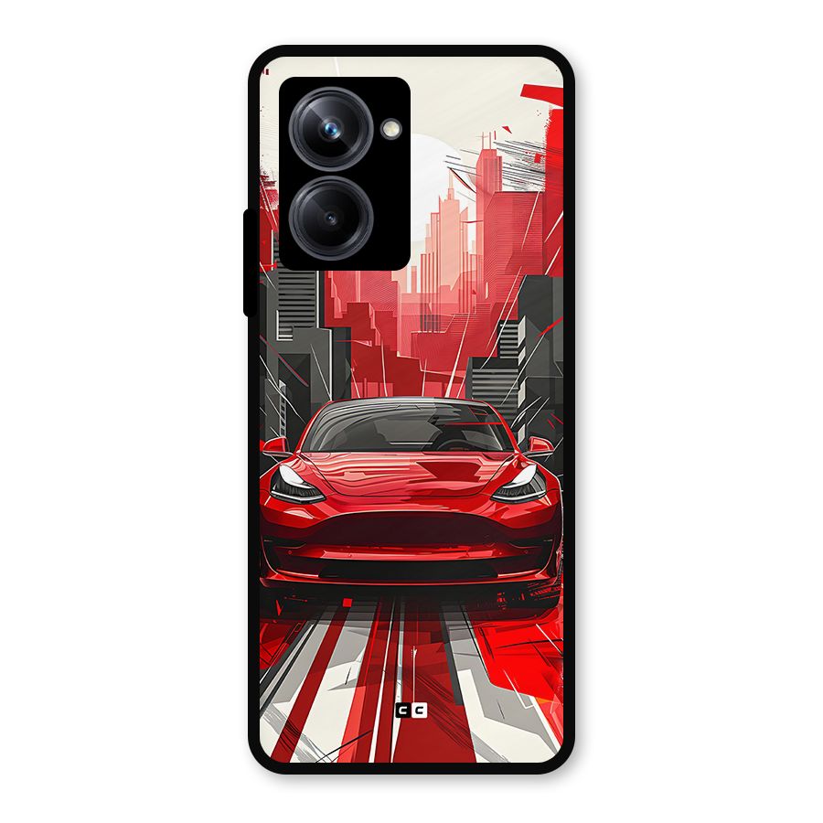 Red And Black Car Metal Back Case for Realme 10 Pro