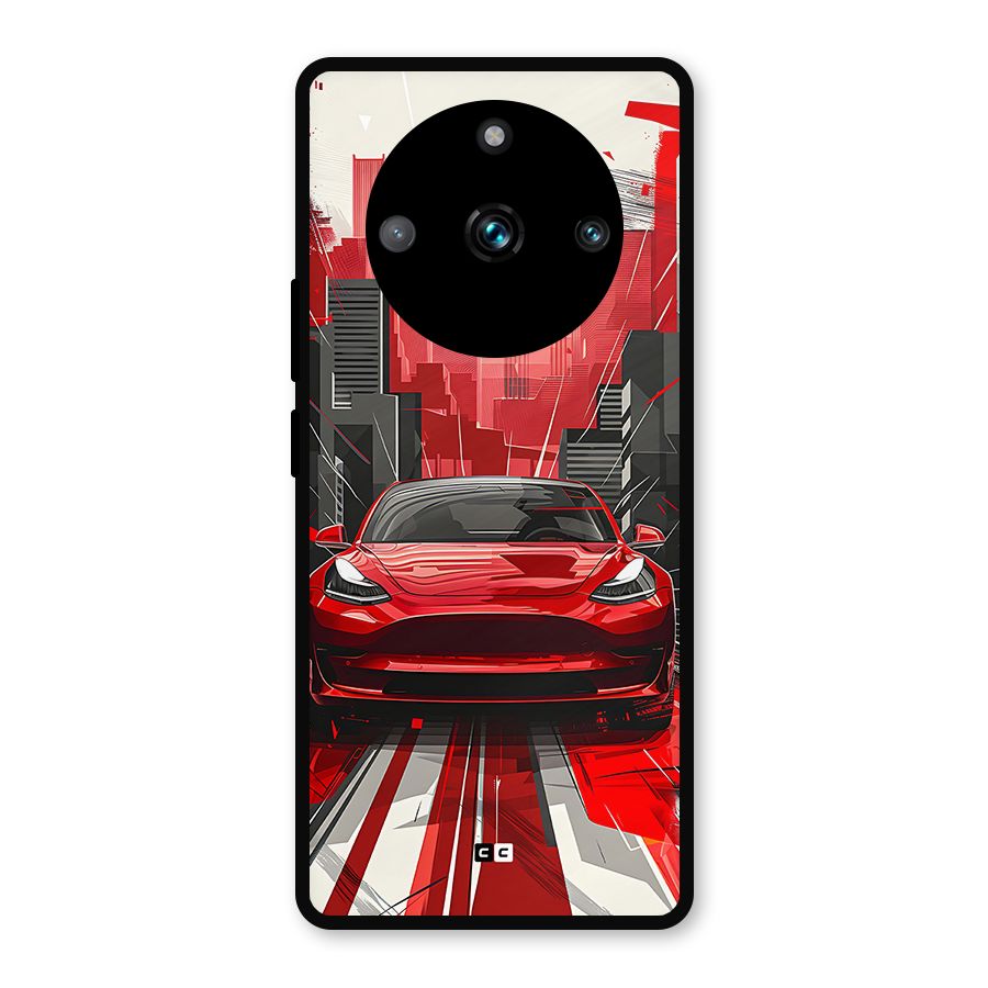 Red And Black Car Metal Back Case for Realme 11 Pro