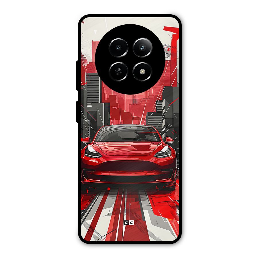Red And Black Car Metal Back Case for Realme 12 5G