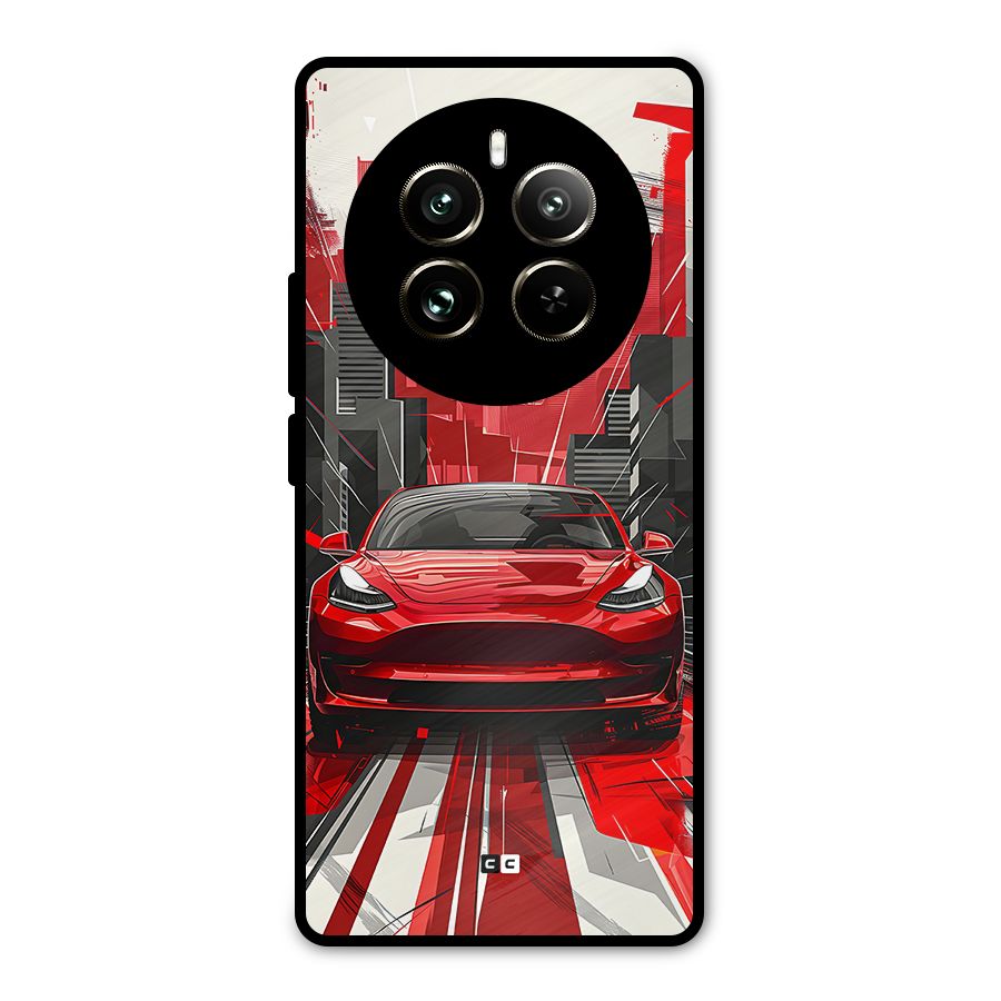 Red And Black Car Metal Back Case for Realme 12 Pro