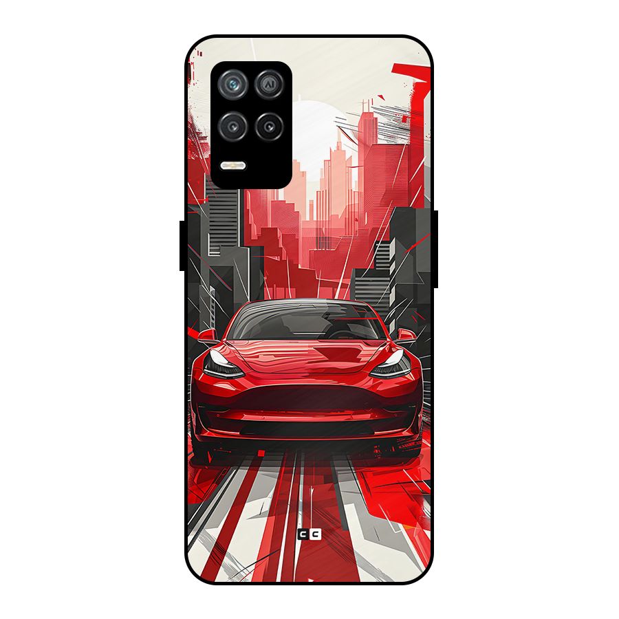 Red And Black Car Metal Back Case for Realme 8s 5G